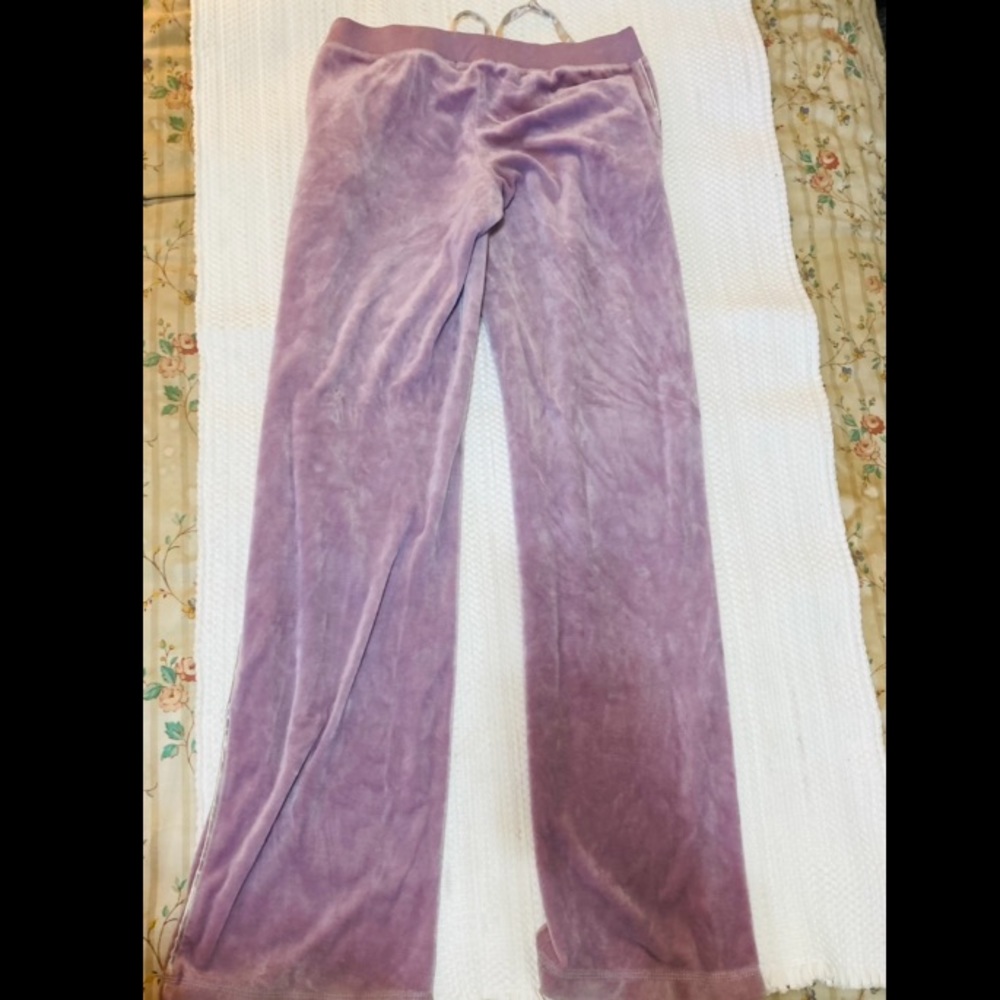 Purple Pink Velvet Velour Lace Up Pants - Picture 4 of 4